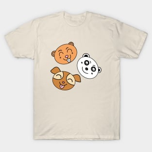 Cute animals cartoon face T-Shirt